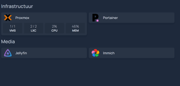 homepage dashboard proxmox lxc