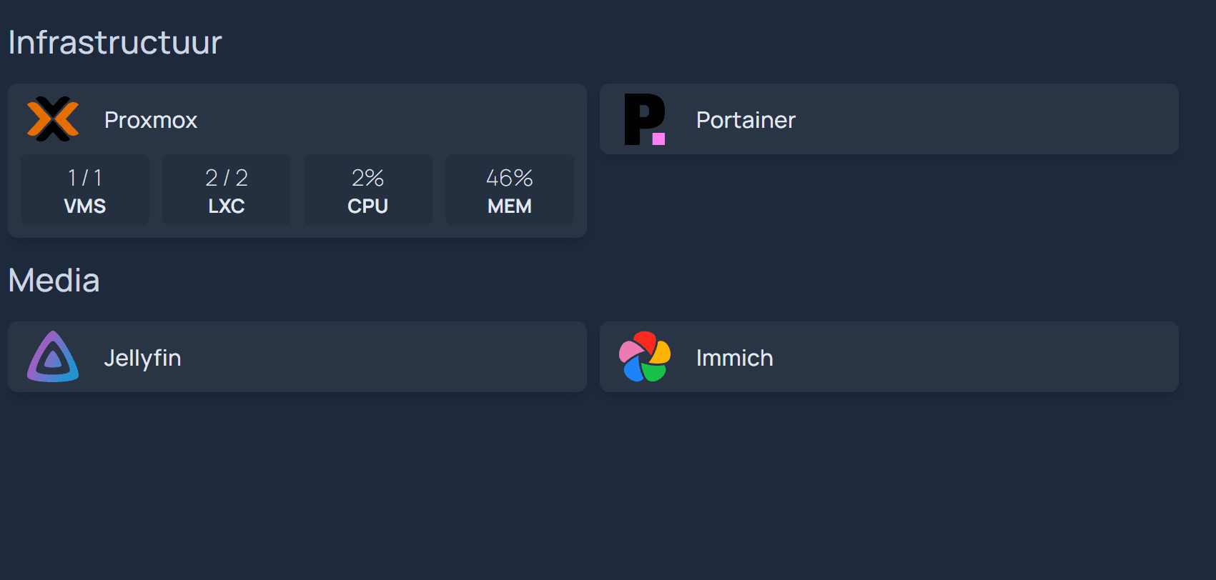 homepage dashboard proxmox lxc