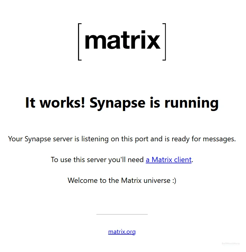 Matrix Synapse SQLite Docker